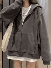 Einfarbiger Kapuzenpullover mit Reißverschluss